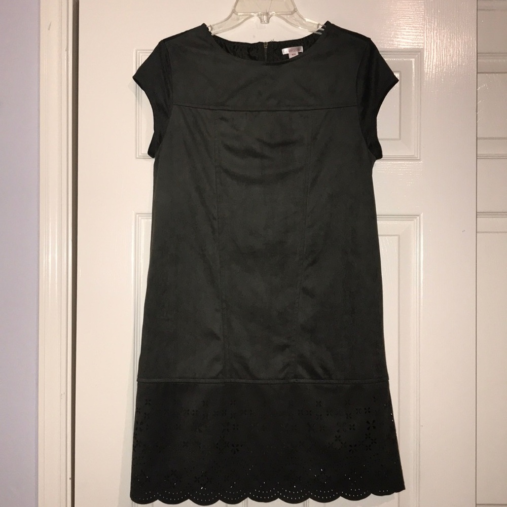 Olive suede mini dress